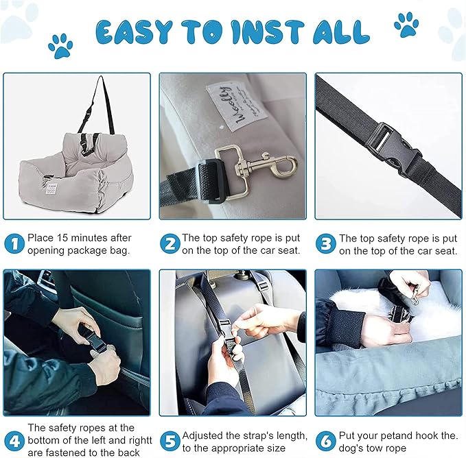 Aidou Dog Car Seat Booster for Small to Large Dogs & Cats, Safety Seat with Storage & Dual-use for Car & Home (Medium Pink)