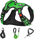 NESTROAD Dog Harness, Adjustable Oxford Harness with Leash, Reflective No-Choke Pet Vest with Easy Control Handle (M, Fluorescent Green)
