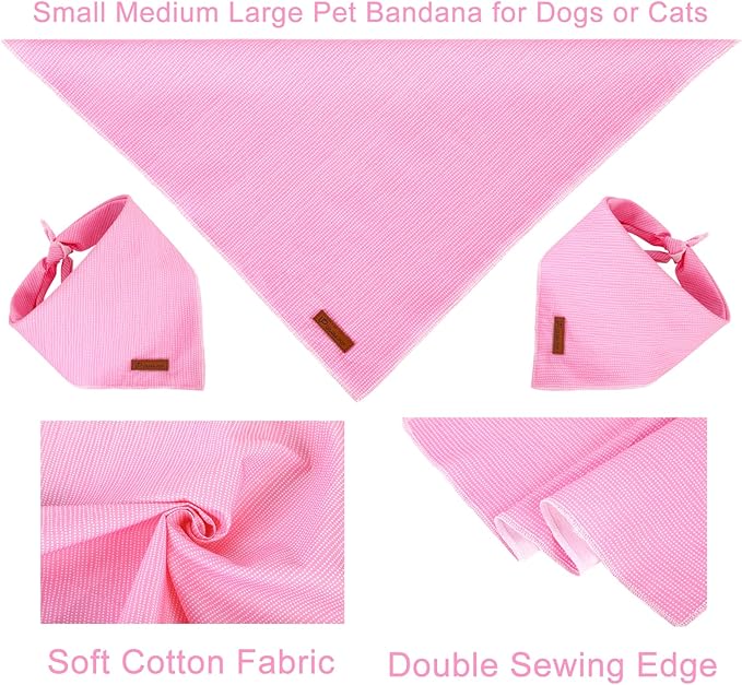 Dog Bandana - Comfortable Cotton Triangle Scarf for Medium Large Dogs, Washable Pet Kerchief for Girl Female Dogs, Pink Adorable Classic Bid Scarf