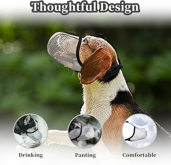 Dog Muzzle, Breathable Soft for Extra Large Dogs to Anti & Prevent Barking Biting Chewing, Reflective & Adjustable Basket Muzzle with Air Mesh for German Shepherd Beige XXL