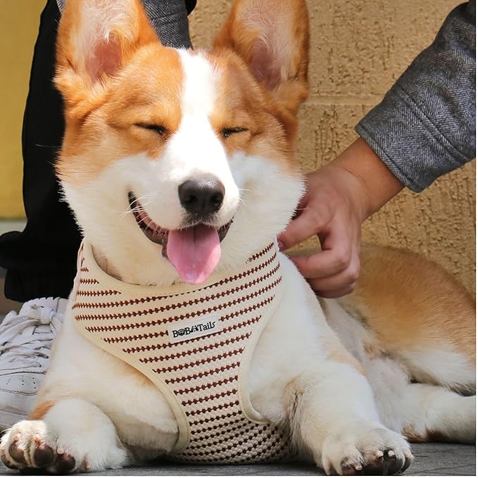 No Pull Dog Vest Harness for Small&Medium Dogs, Side Clip Adjustable Pet Vest, Soft Breathable, Fashion Dog Harnesses for Walking, Running, Shopping (Beige, M)
