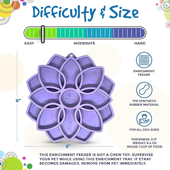 SodaPup Mandala Softie eTray –Durable Enrichment Feeder Made in USA Non-Toxic, Pet-Safe, Food Safe Rubber for Mental Stimulation, Avoiding Overfeeding, Fresh Breath, Digestive Health, Calming, & More