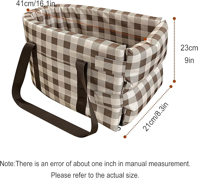 Dog Booster Car Seat ON Car Armrest,Puppy Travel Car Carrier Bed Center Console Doggie Seat for Small Pets Up to 10 Lbs,Detachable Dog Travel Bag for Most Car Deluxe Interactive Pet Seat