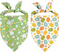 Easter Dog Bandana, 2 Pack Adjustable Holiday Party Pets Rabbit Easter Egg Bandanas Triangle Bibs Cat Scarf Set