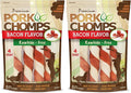 Pork Chomps Baked Pork Skin Dog Chews, 6-inch Twists, Bacon Flavor Wrap, 4 Count (Pack of 2)