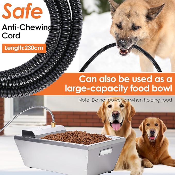 13L Heated Water Bowl for Large Dog and Cat, 3.5 Gallon Heated Chicken Waterer for Winter, Livestock Water Trough with Anti-Chew Cord & 6 Temperature Settings & 24H Timer