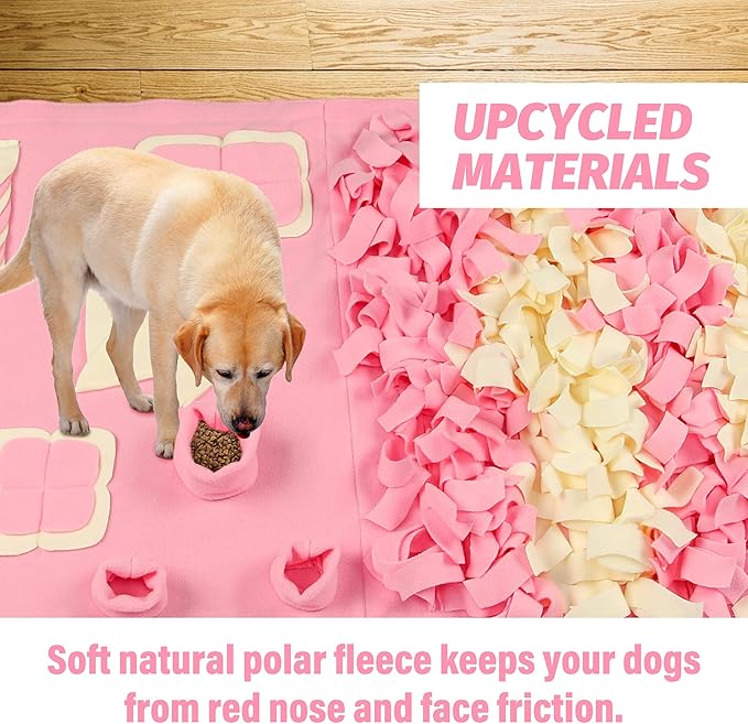 Snuffle Mat for Small Large Dogs (39.4" x 39.4") - Nosework Feeding, Easy to Fill, Machine Washable Training Mat, Pet Activity/Toy/Play, Great for Stress Release - L & Pink
