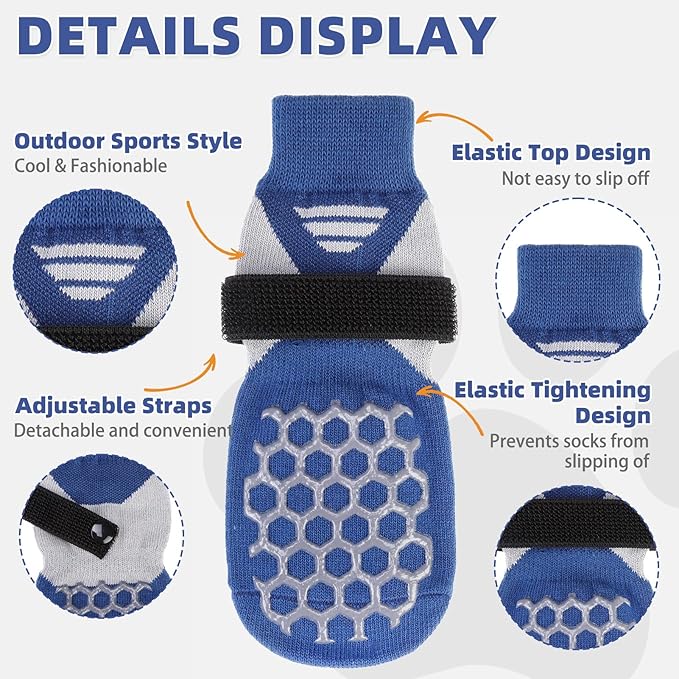 KOOLTAIL Dog Socks for Hot/Cold Pavement, Breathable & Warm Dog Socks to Prevent Licking Paws, Non Slip Pet Boots & Paw Protectors for Hardwood Floor,Grippy Shoes for Small Medium Large Senior Dogs