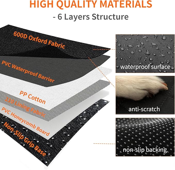Dog Car Seat for Large Dogs & Medium Dogs Up to 110 lbs - Pet Backseat with Waterproof Cover, Adjustable Safety Belt, Breathable Mesh & Storage Pocket - Back Seat Extender for SUV, Sedan, Truck