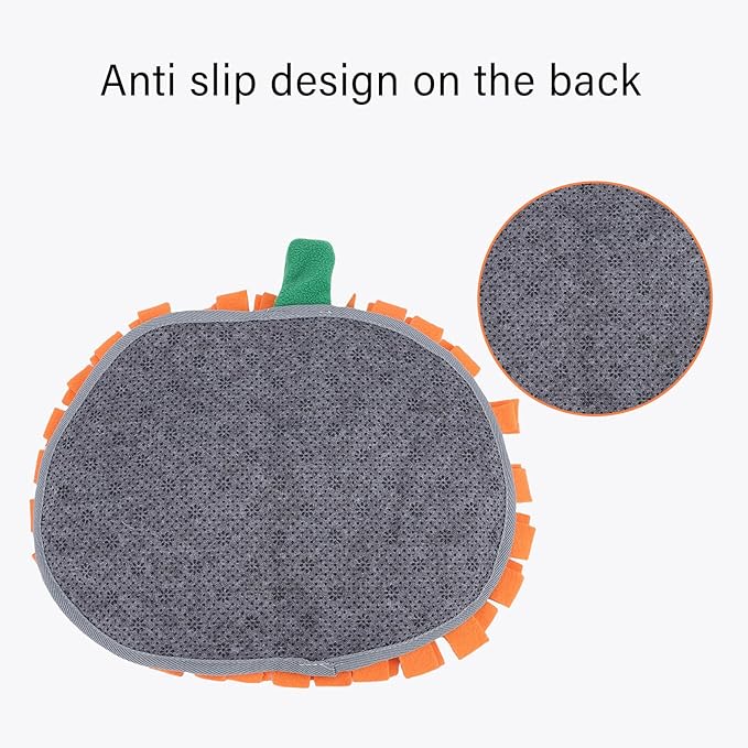 VINGVO Pumpkin Shaped Snuffle Mat for Dogs, Durable Plush Slow Feeding Puzzle Toy with Non Slip Bottom, for Nose Work Training and Indoor Outdoor Use