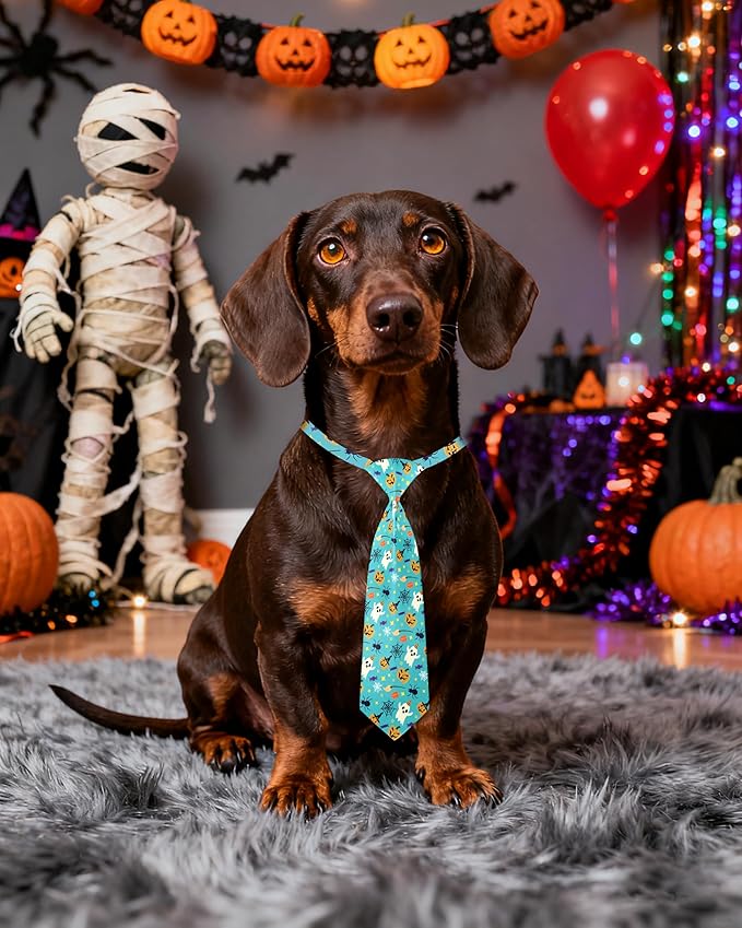 PET SHOW 10pcs Halloween Medium Dog Ties Neckties for Large Dogs Adjustable Holiday Grooming Accessories Neck Ties Bowties Girl Boy Festival Costumes Assorted Puppies Cats Party Favor