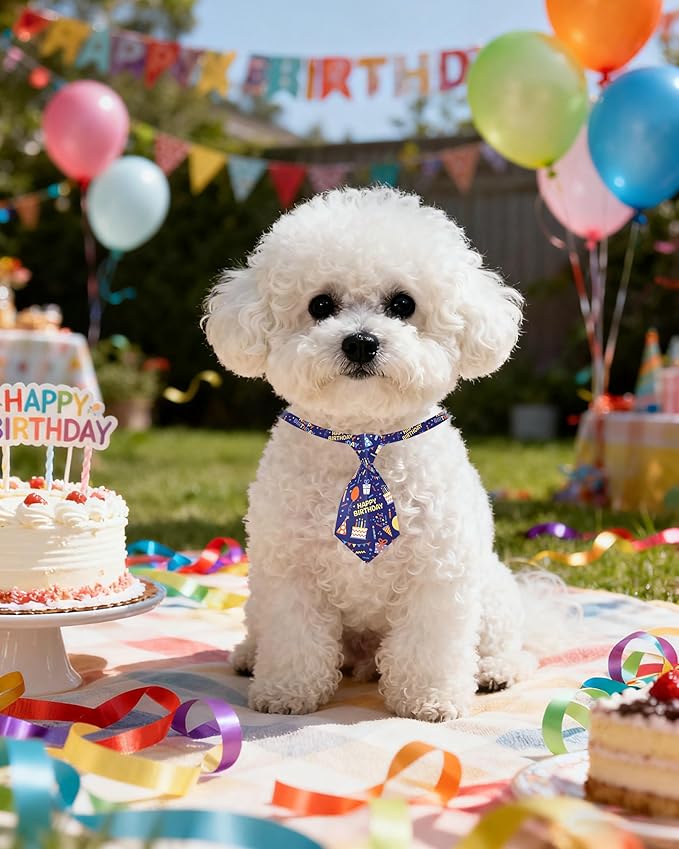 PET SHOW 10 Pack Happy Birthday Small Dog Ties Neckties for Doggies Cats Balloon Cake Neck Ties Bowties Girl Boy Pets Puppy Adjustable Holiday Costume Grooming Accessories Party Gift Favor
