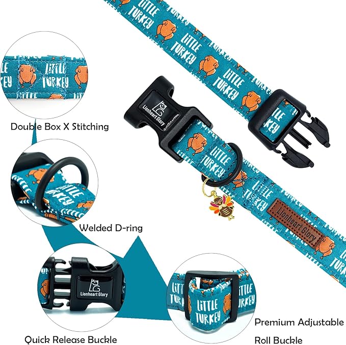Lionheart glory Thanksgiving Dog Collar-Turkey Fall Cute Dog Collars with Plastic Buckle Duty Soft Adjustable Collar for Small Dogs Girls Boys Collars Party Pet Gift