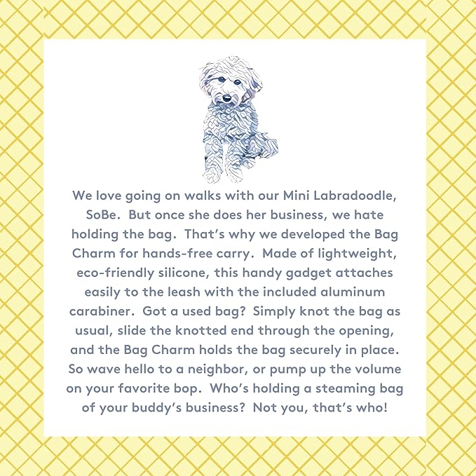 Dog Poop Bag Holder Charm for Hands-Free Carry of Used Poop Bag, Durable Eco-Friendly Silicone Dog Walking Accessory with Carabiner Clip-Blush Pink