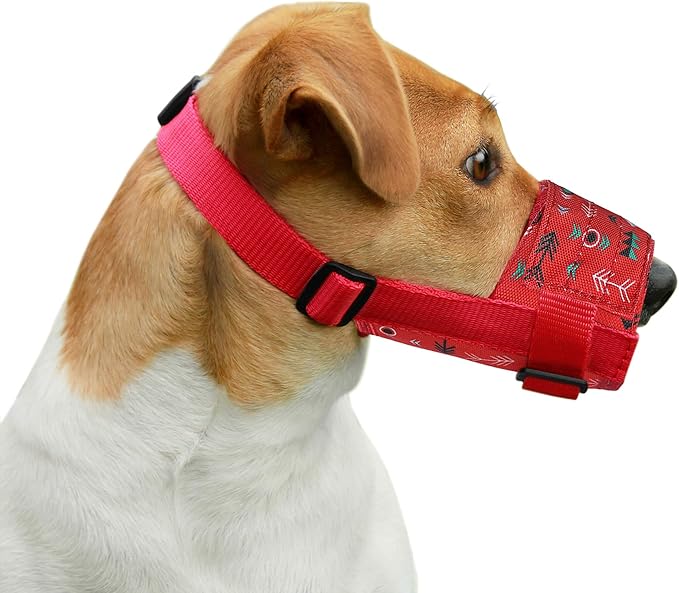 CollarDirect Dog Muzzle - Adjustable Soft Breathable Tribal Nylon Dog Mouth Guard Cover for Small, Medium and Large Dogs, Anti Chewing, Barking & Biting (Pattern 1; S)