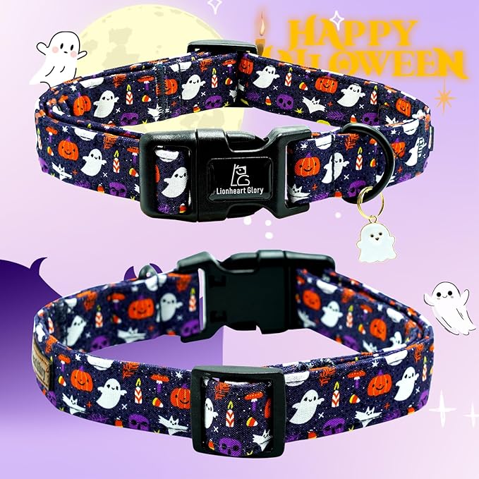 Lionheart glory Dog Collars Fall Halloween Pumpkin Collar Dog Heavy Comfortable Adjustable Dog Collar for X-Small Puppy Collar Dogs Girls Boys Dog Collar Party Pet Gift
