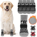 KOOLTAIL Dog Socks to Prevent Licking Paws, Dog Christmas Outfit Shoes for Winter Snow Pavement, Warm Fleece Pet Boots & Paw Protector for Hardwood Floors Anti Slip, Small Medium Large Senior Dogs, L