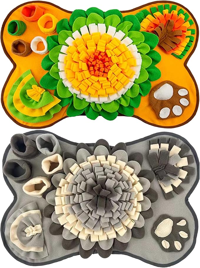 Snuffle Mat for Dog 25x17 Inch Large Washable Dog Snuffle Master with Bb Squeaker Non-slip Sniffing Feeding Mat Funny Brain Games Sniffing Toys for Dogs Brain Games for Small Medium Large Dogs Grey
