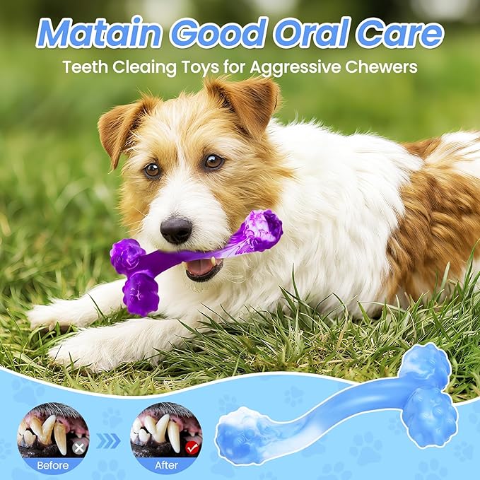 WinTour Indestructible Dog Bones for Aggressive Chewers, Tough Dog Toys for Aggressive Chewers, Durable Chew Toys for Medium & Large Breed, Heavy Duty, Strong & Indestructible Bones for Super Chewers