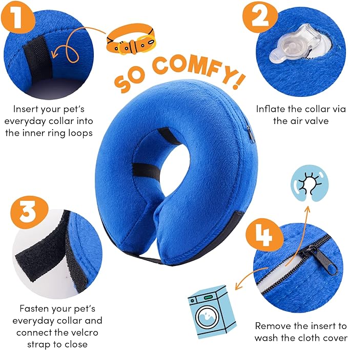 BENCMATE Inflatable Dog Cone Collar Alternative, Soft Dog Cone for Small Medium Large Dogs and Cats, Neck Recovery ECollar Donut Collar After Surgery (XXLarge, Purple)