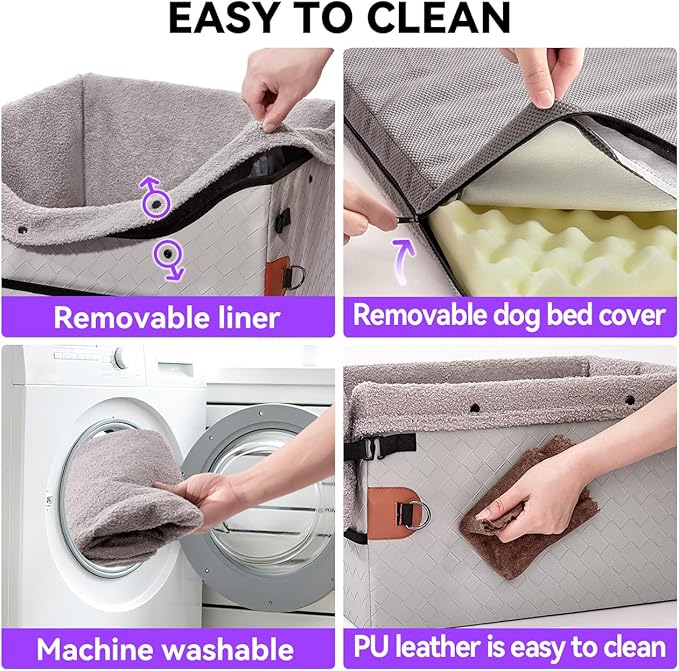 Dog Car Seats for Small Medium Dogs,PU Leather Car Seat Boosters,Foldable Puppy Cat Carseats (Grey, Small Dog)