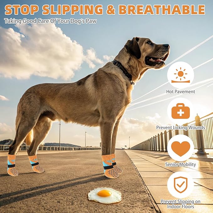 KOOLTAIL Dog Socks for Hot/Cold Pavement, Breathable & Warm Dog Socks to Prevent Licking Paws, Non Slip Pet Boots & Paw Protectors for Hardwood Floor,Grippy Shoes for Small Medium Large Senior Dogs