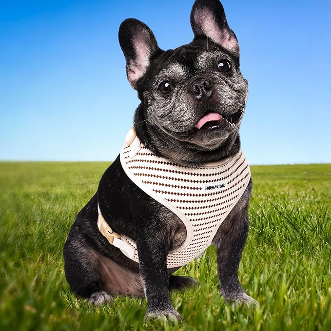 No Pull Dog Vest Harness for Small&Medium Dogs, Side Clip Adjustable Pet Vest, Soft Breathable, Fashion Dog Harnesses for Walking, Running, Shopping (Beige, L)