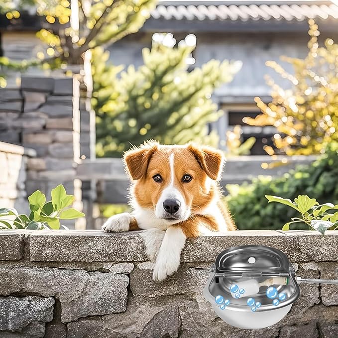 Automatic Dog Water Dispenser, 304 Stainless Steel Water Dispenser with Adjustable Float Valves, Large Capacity Drinking Water Trough for Dogs Cats Pets