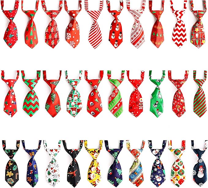 Segarty Dog Neck Ties, 30 Pcs Dog Ties with Adjustable Collar, Pet Bowties for Small Cats, Puppy Bowties Pets Neckties Grooming Bows Bulk for New Year Photography Holiday Wedding Festival Party