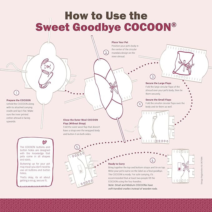 Cocoon® - Eco-Friendly Pet Burial & Cremation Ceremony Kit (Premium Wool) - Casket for Dogs and Cats (Choose Size & Color) (Large, Grey)