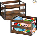 CADUKE Dog Toy Bin Set of 2, Metal Dog Toy Storage Baskets with Handles, Large Dog Toy Box, Durable Doy Toy Organizer, Perfect for Organizing Chew Toys, Puppy Leash, Accessories