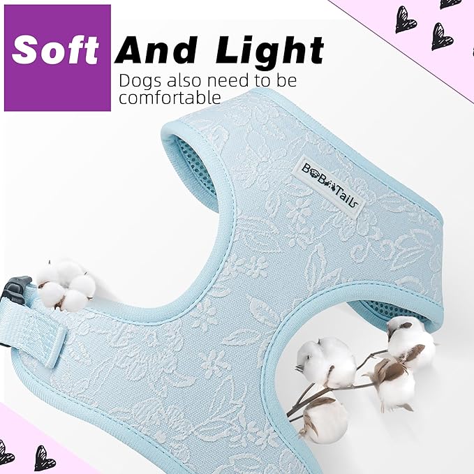 No Pull Dog Vest Harness for Small&Medium Dogs, Side Clip Adjustable Pet Vest, Soft Breathable, Fashion Dog Harnesses for Walking, Running, Shopping (Light Blue,M)