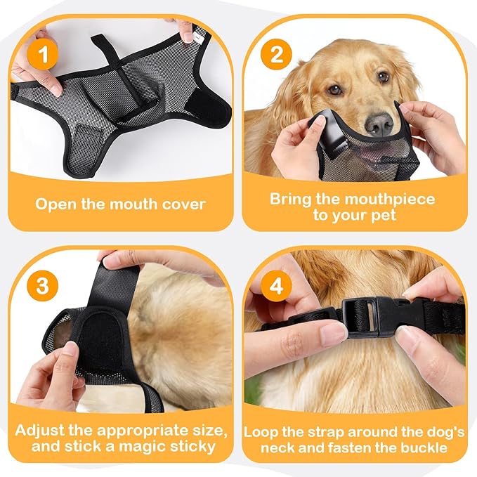 Durable Dog Muzzle for Small, Medium & Large Dogs，Soft & Breathable Air Mesh，Adjustable No-Bite Muzzle for Barking & Chewing，Open-Nose Design for Easy Breathing & Outdoor Comfort-Small