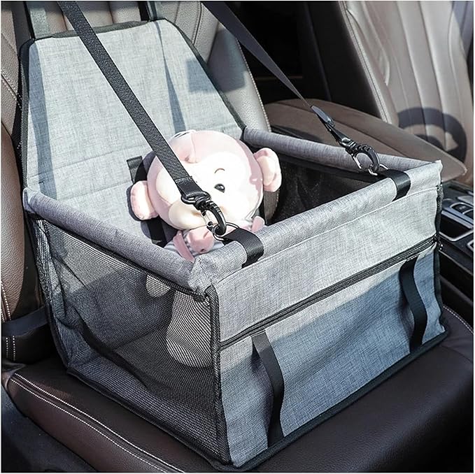 Small Dog Car Seat, Portable Puppy/Pet Car Booster Seat With Clip-in Harness And Mesh Window,Great For Small Pets(Light gray)