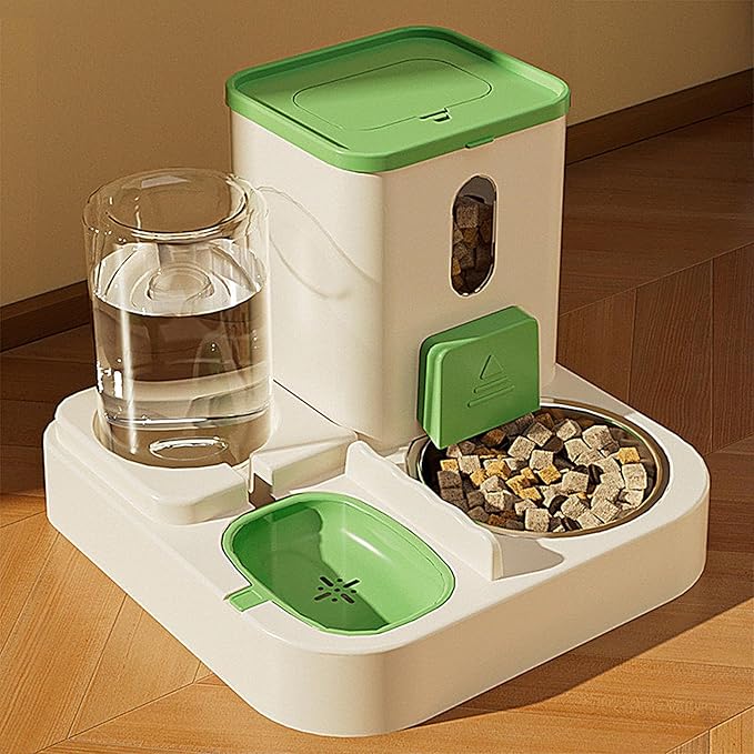 680g Pet Feeder and Water Dispenser Set – Automatic Dry Food Station with Electric Fountain | duals Bowl System for Cats Dogs Home Dorm Travel Hotel School Feeding Hydration Convenience