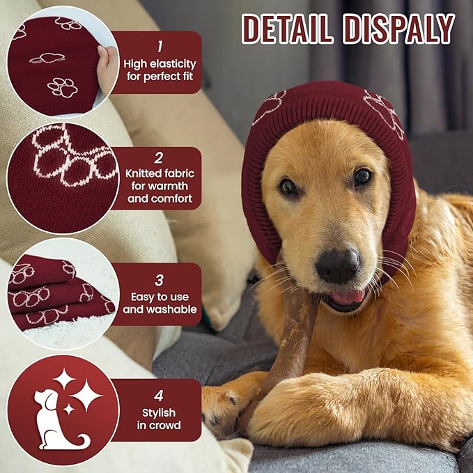 Nanaki Dog Hats Calming Hoodie-Dog Ear Covers Head Cover Protector Hematomas Wraps, No Shake Ear Wrap Muffs Noise Protection, Anxiety Relief, Fireworks, Grooming, Thunderstorm, Bath, Vet Visit
