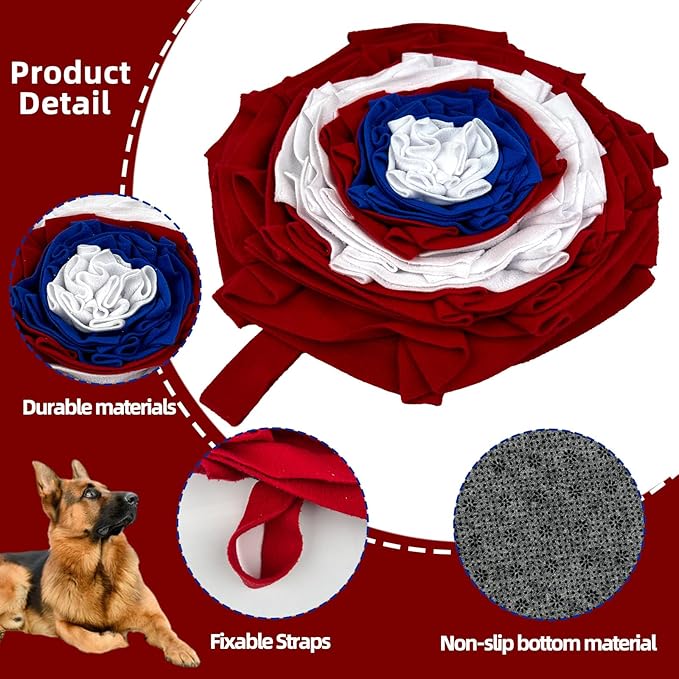 Dog Snuffle Mat for Cats and Puppies, Slow Feeding Training Toy with Anti-Slip Bottom, Soft Fleece Treat Nose Work Pad 45x45cm (A04)