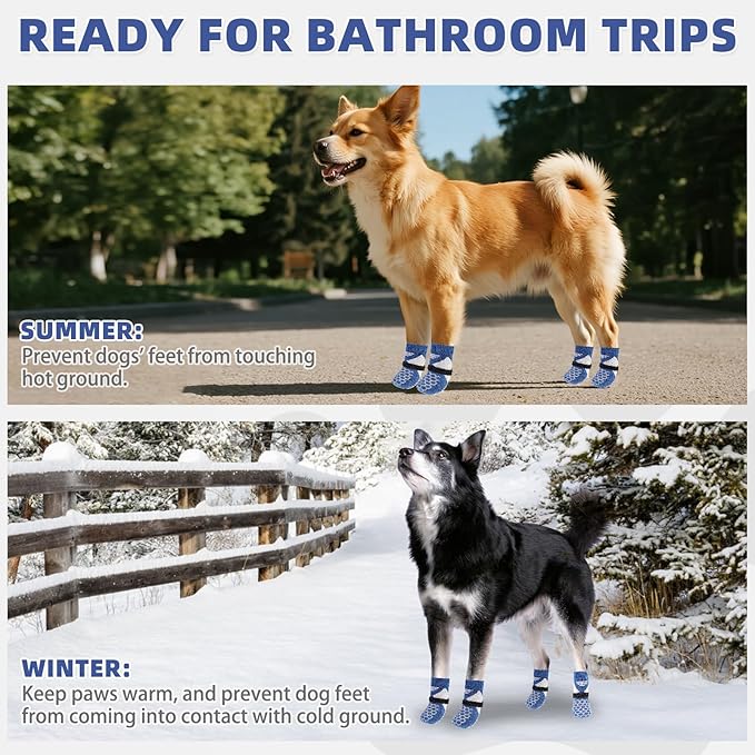KOOLTAIL Dog Socks for Hot/Cold Pavement, Breathable & Warm Dog Socks to Prevent Licking Paws, Non Slip Pet Boots & Paw Protectors for Hardwood Floor,Grippy Shoes for Small Medium Large Senior Dogs