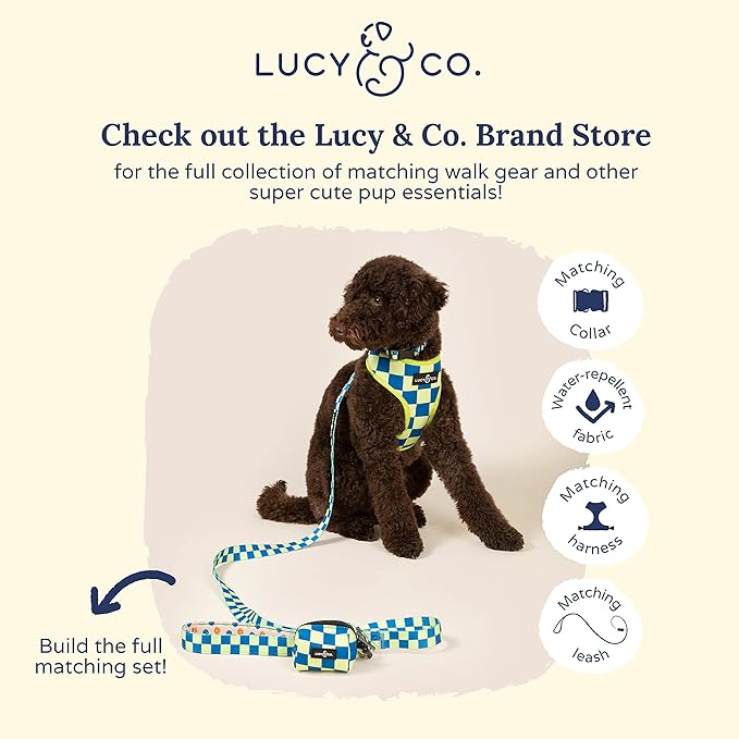 Lucy & Co. Have a Nice Day Everyday Dog Poop Bag Holder - Leak Proof Dispenser - Hygienic Pet Poop Pickup - Purple Checker