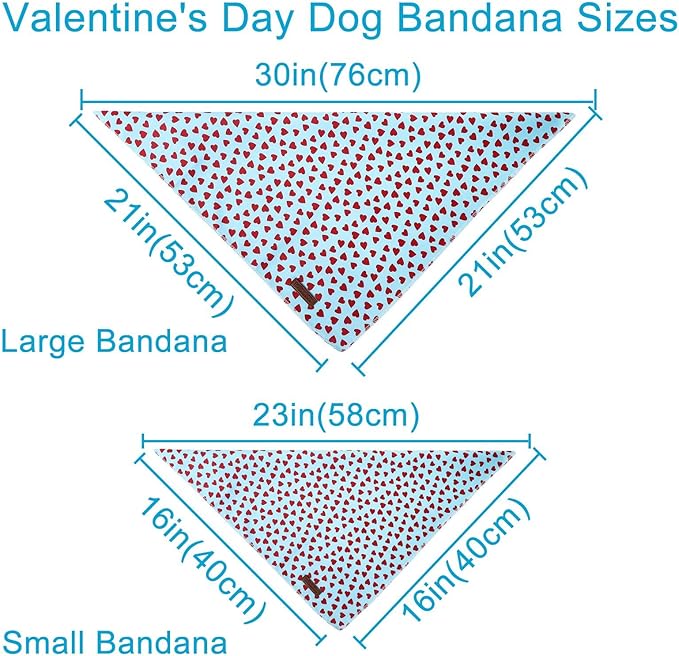 Valentine's Dog Bandana, UP URARA PUP Soft Cotton Adjustable Pet Scarf for Small, Medium, and Large Dogs, Cute and Comfortable Dog Accessory,S