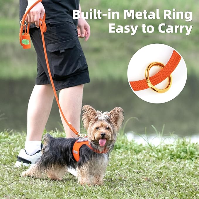 Durable Handwoven Dog Leash for Small & Medium Dogs, 5/16 inch Rope Lead with Anti-Tangle Swivel Clip, Soft & Lightweight, 5FT Long – Ideal for Daily Walking & Training (Orange)