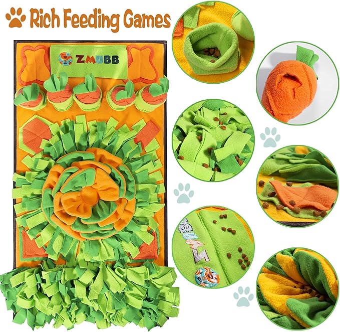 Pet Snuffle Mat for Dogs Sniff Mat Nosework Feeding Mat Slow Feeder Interactive Dog Puzzle Toys for Training and Stress Relief Encourages Natural Foraging Skills (31''x19'')