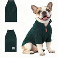 Small/Medium Dog Sweater, Warm Dog Winter Coat w/Sleeves, Comfortable High Neck Premium Dog Clothes for Bulldog-Best for Holidays, Daily Walks L Green