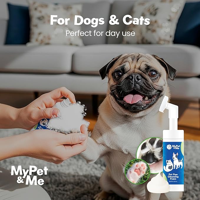 My Pet & Me - Dog Paw Cleaner - Foaming Cleanser for Easy Cleaning - No-Rinse Dog Paw Washer - Gentle Foot Cleaner for Dogs - Paw Wash for Small & Large Dogs - 4.05 oz