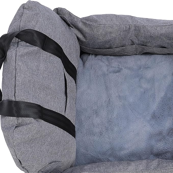 Pet Travel Safety Car Seat, Portable Removable and Washable Comfortable Material Elevated Pet Booster Seat with Thick Cushion for Travel and Trip(Gray)