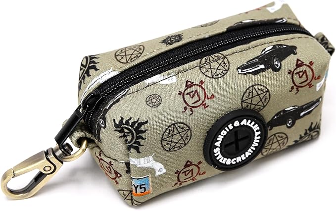Organic Cotton Dog Poop Bag Holder for Leash Brass Hardware Waste Bag Dispenser Pet Waste Management Solution