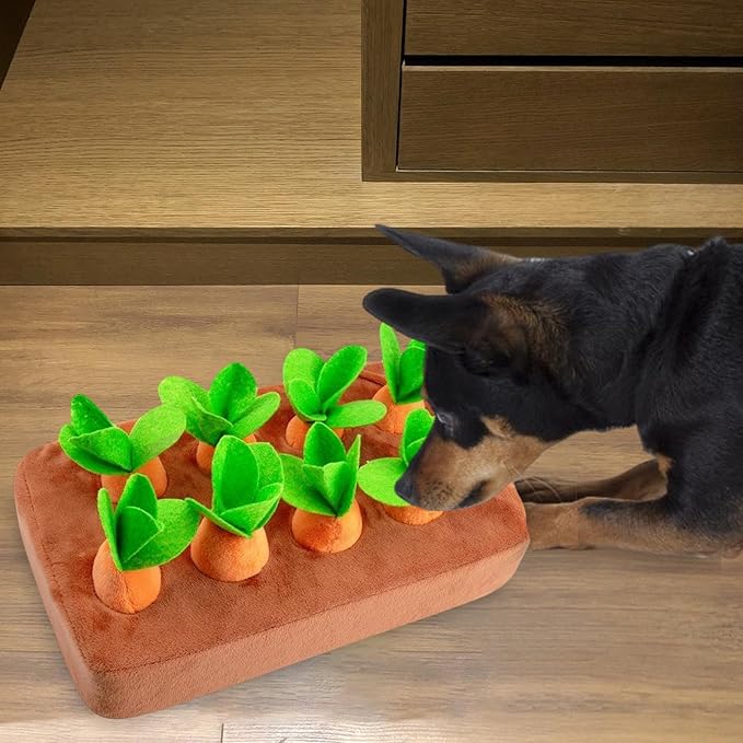 Plush Carrot Toy For Dogs | Puppy Sniffing Carrot Toy,Plush Puppy Sniffing Game,For Training Exercise Enrichment Indoor Outdoor