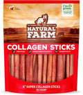 Natural Farm Odor-Free Super Collagen Dog Chews (6-Inch, 15-Pack) The First Ever Real Bull Sticks Alternative: 100% Natural Angus Hide Collagen Treats - More Protein, More Chew Time for All Dogs