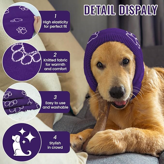 Nanaki Dog Hats Calming Hoodie-Dog Ear Covers Head Cover Protector Hematomas Wraps, No Shake Ear Wrap Muffs Noise Protection, Anxiety Relief, Fireworks, Grooming, Thunderstorm, Bath, Vet Visit