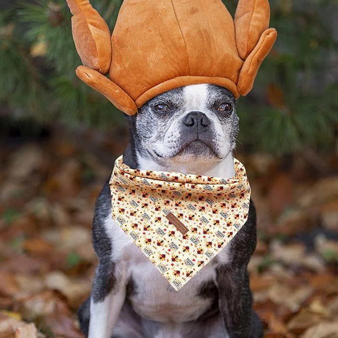 Elegant Little Tail Dog Bandana for Thanksgiving - Holiday Bib Scarf, Soft Washable Square Kerchief, Adjustable for Small Medium Large Dogs
